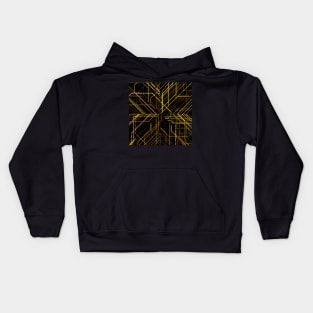 Random Line Patterns in Yellow and Black Kids Hoodie